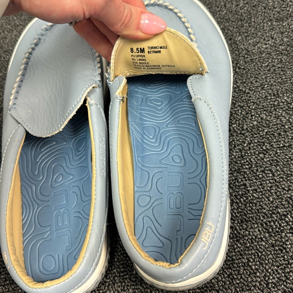 JBU Women’s Garden Ready Blue Loafers with White Trim - Picture 5 of 7